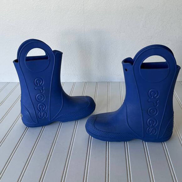 Crocs Blue Rain Boots youth junior size 3 - Picture 7 of 11
